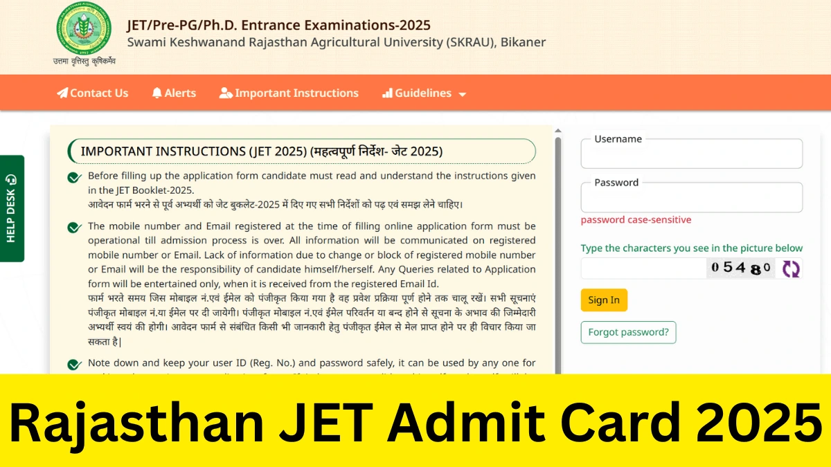 Rajasthan JET Admit Card 2025