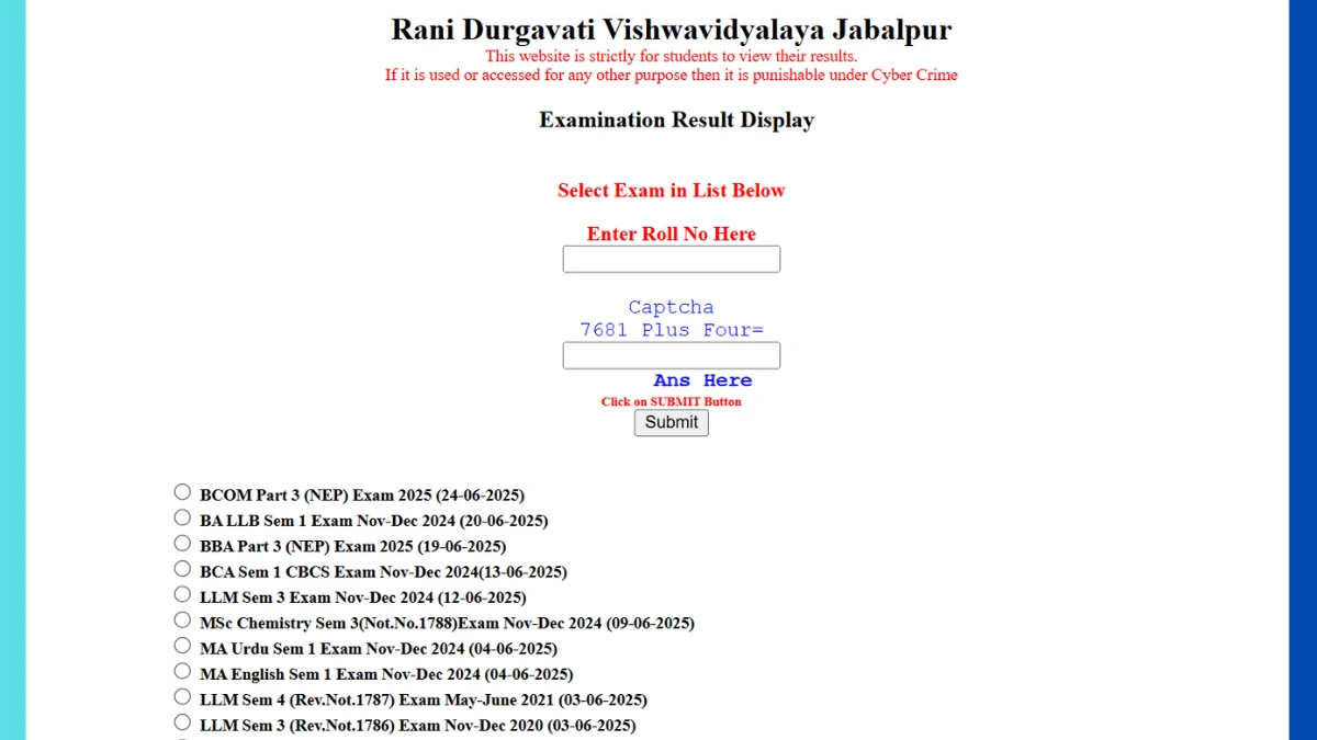 RDVV Result 2025