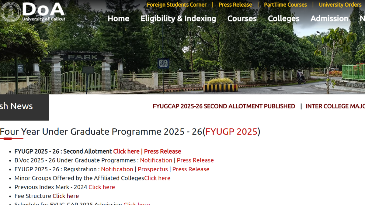 Calicut University Third Allotment 2025