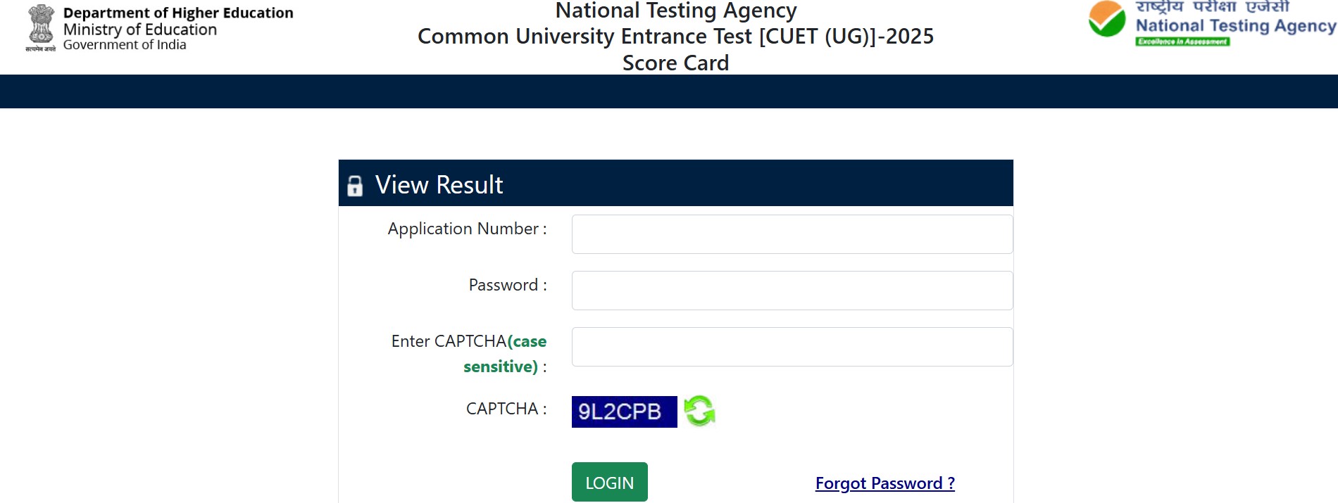 CUET Result Login 2025