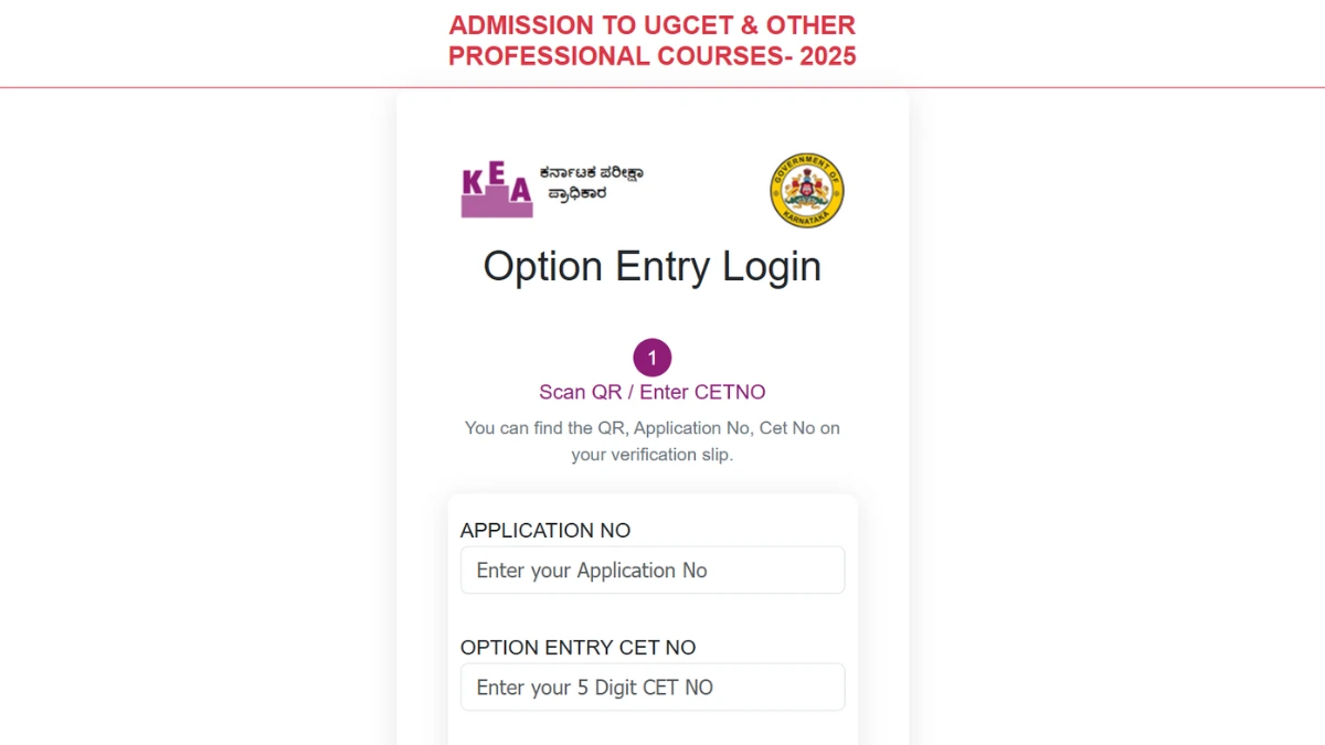 KCET Counselling 2025 Option Entry