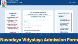 Jawahar Navodaya Vidyalaya Admission Form 2026-27