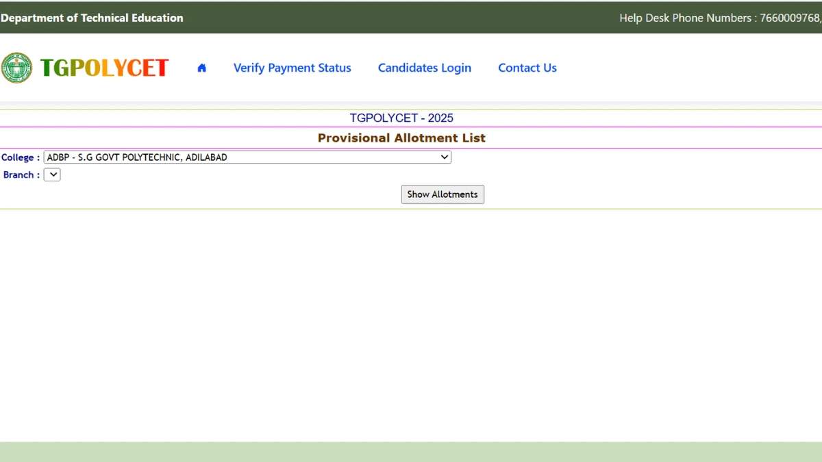 TS POLYCET 2025 Seat Allotment Result