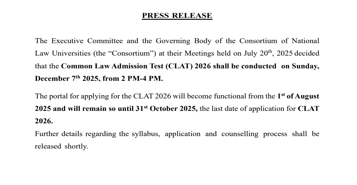 CLAT 2026 Notification