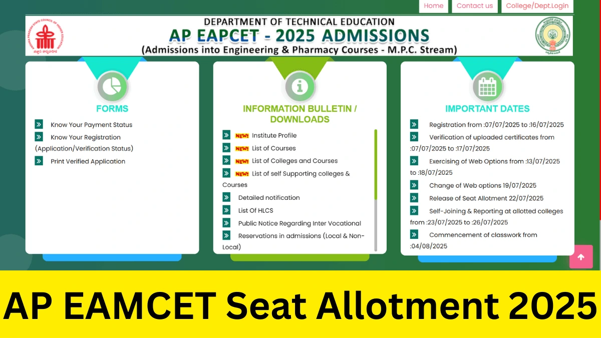 AP EAMCET Seat Allotment 2025