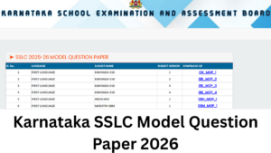 Karnataka SSLC Model Question Paper 2026