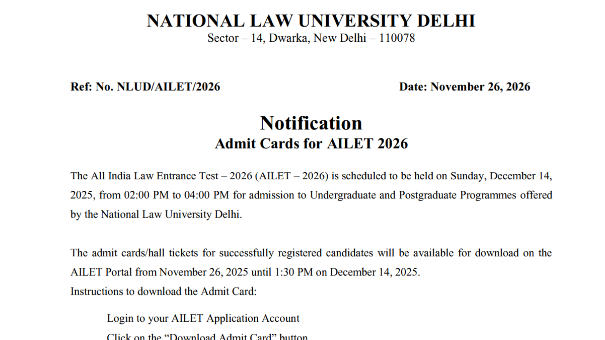 AILET 2026 Admit Card