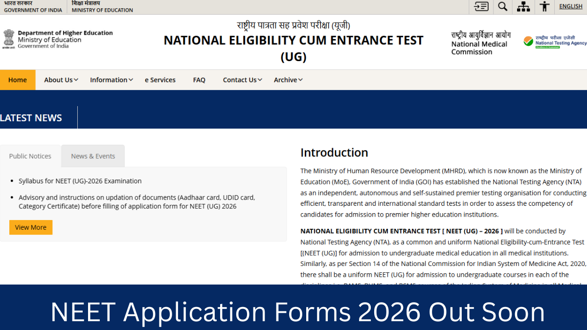 NEET Application Forms 2026