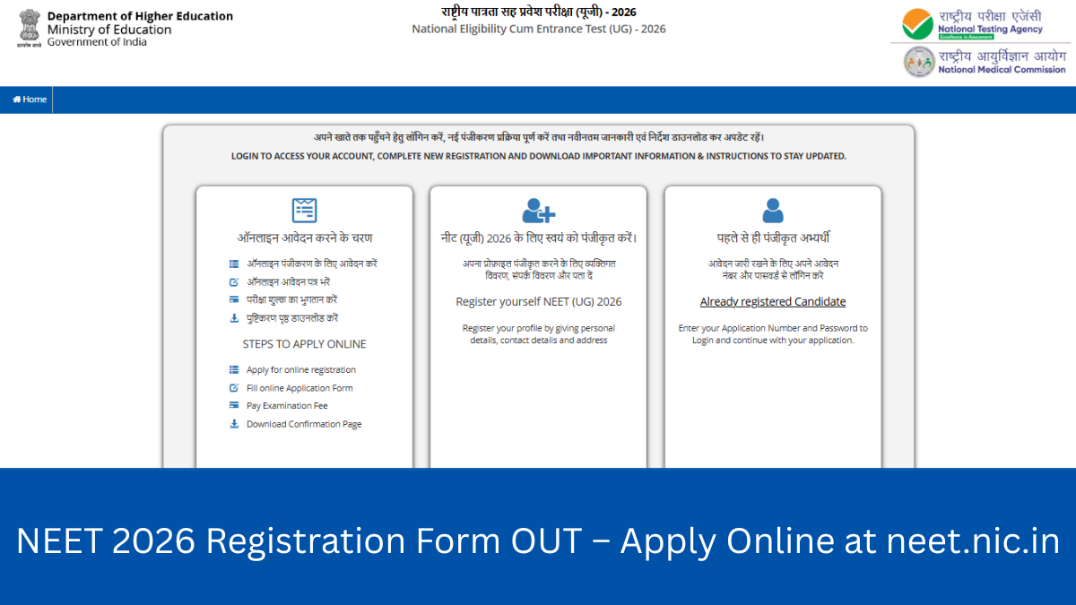 NEET Application Form Out 2026