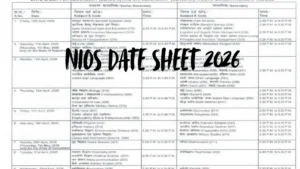 NIOS Date Sheet 2026 for April Exam Released, Class 10,12 Exam Starts at April 10