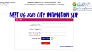 NEET UG 2026 City Intimation Slip