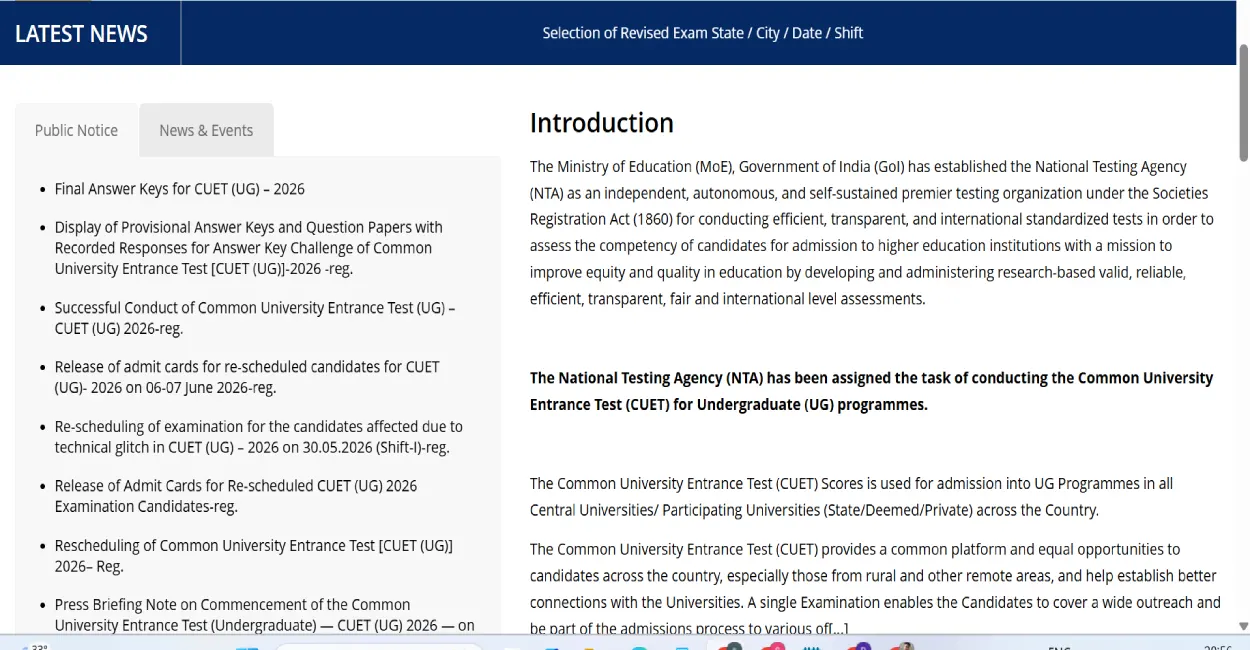 CUET UG Final Answer Key 2026 Out CUET UG Final Answer Key 2026 Out