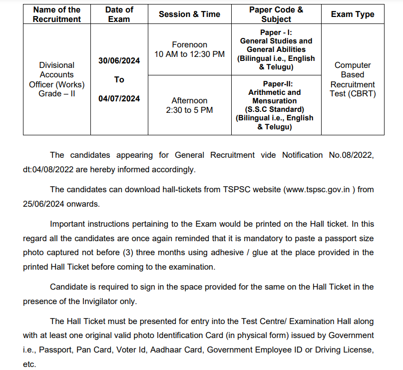 TSPSC DAO Hall Ticket 2024 Out @tspsc.gov.in, Admit Card Download Link_4.1