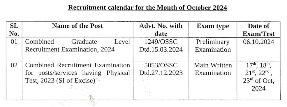 OSSC Exam Calendar 2024 Out, Check Post Wise Exam Schedule_5.1