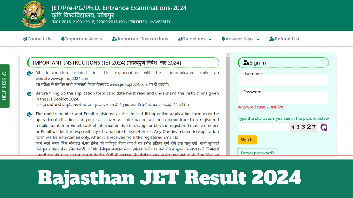 Rajasthan JET Result 2024