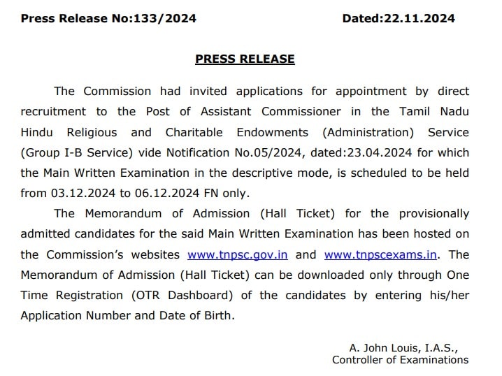 TNPSC Group 1 Hall Ticket 2024 Out, Mains Admit Card Download Link_4.1