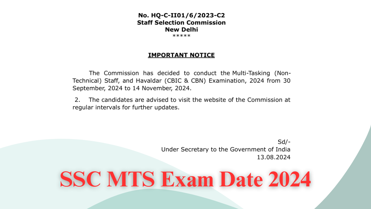 SSC MTS Exam Date 2024