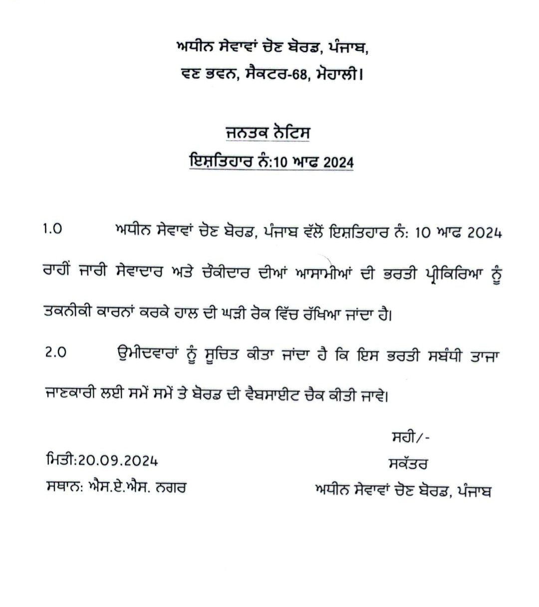 PSSSB Sewadar and Chowkidar Recruitment 2024, Last Date for Apply Online for 172 Vacancies_4.1