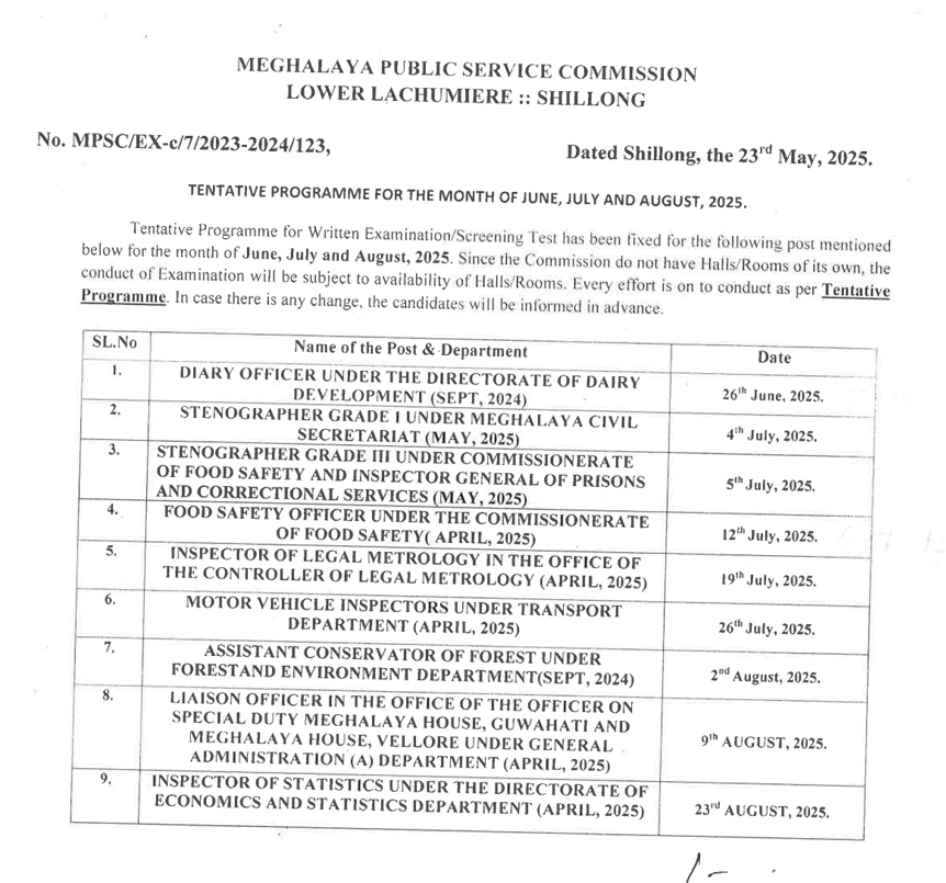 mpsc stenographer exam date 2025