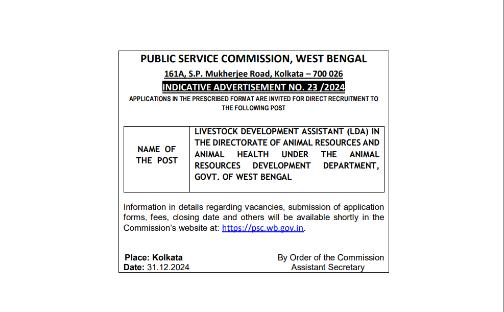 WBPSC Livestock Development Assistant 2025 Short Notification Out_4.1