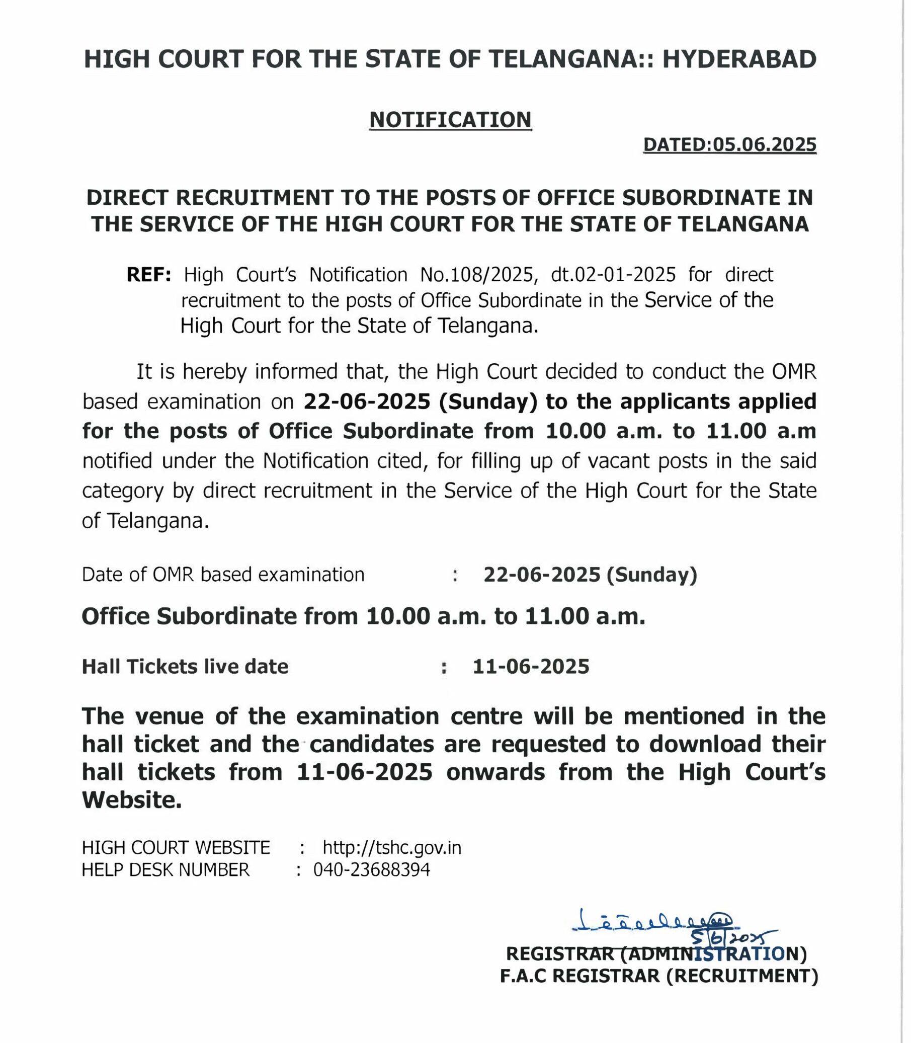 Telangana High Court Office Subordinate Exam Date 2025 Out, Exam Pattern & Schedule_5.1