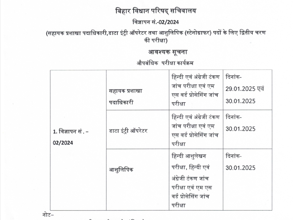Bihar Vidhan Parishad Exam Date 2025 Out, Check ABO, Steno, DEO Mains Exam Schedule_4.1