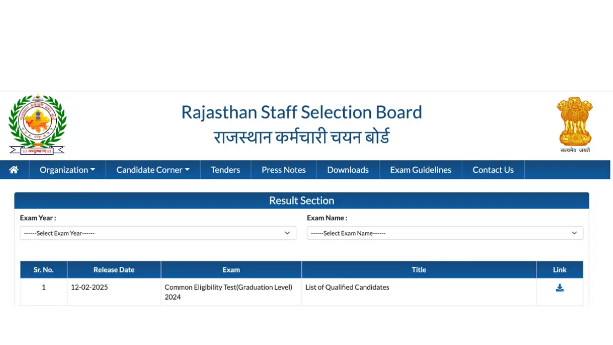 RSMSSB CET Result 2025 Out for Graduation Level Exams, Download PDF
