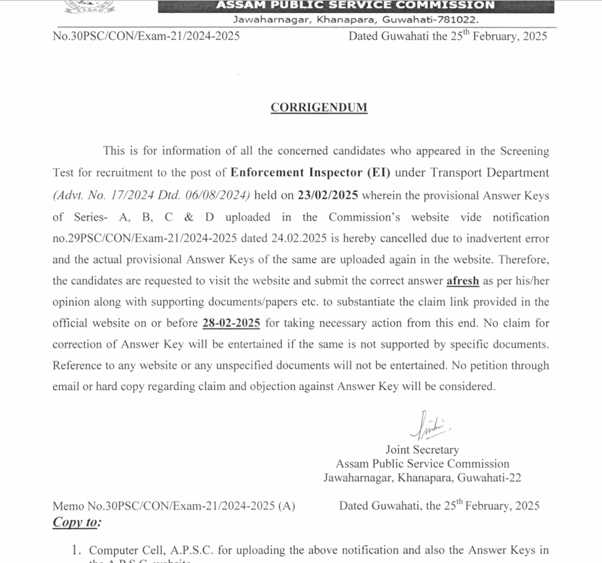 apsc ei answer key