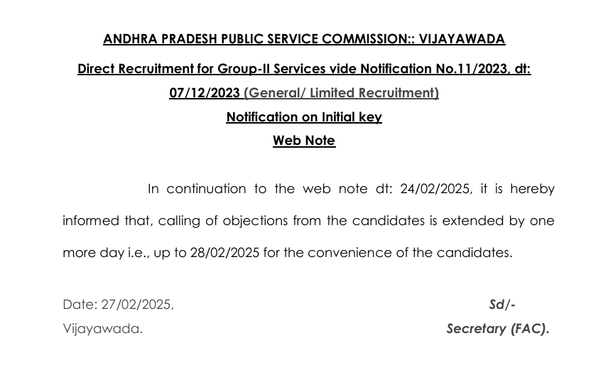 APPSC Group 2 objection link