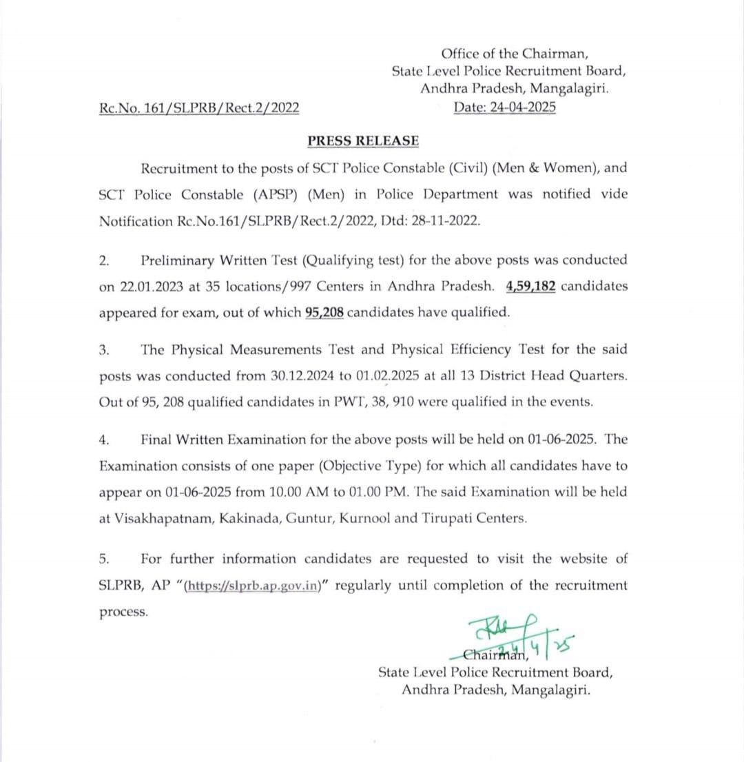 ap police constable mains exam date