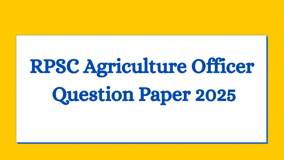 RPSC Agriculture Officer Question Paper 2025
