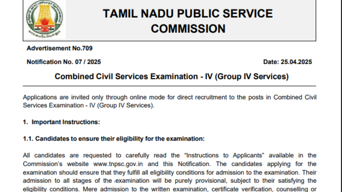 TNPSC Group 4 Exam Date 2025