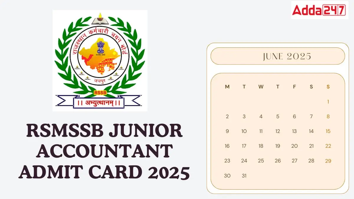 Rajasthan Junior Accountant Admit Card 2025