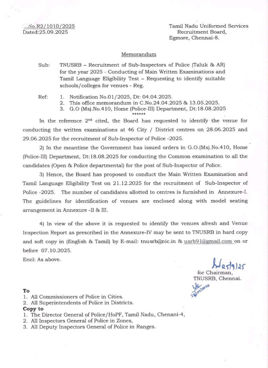 tnsurb si exam date