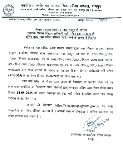 CG Vyapam ADEO Result 2025 Out, Download Score Card and Merit List PDF_4.1