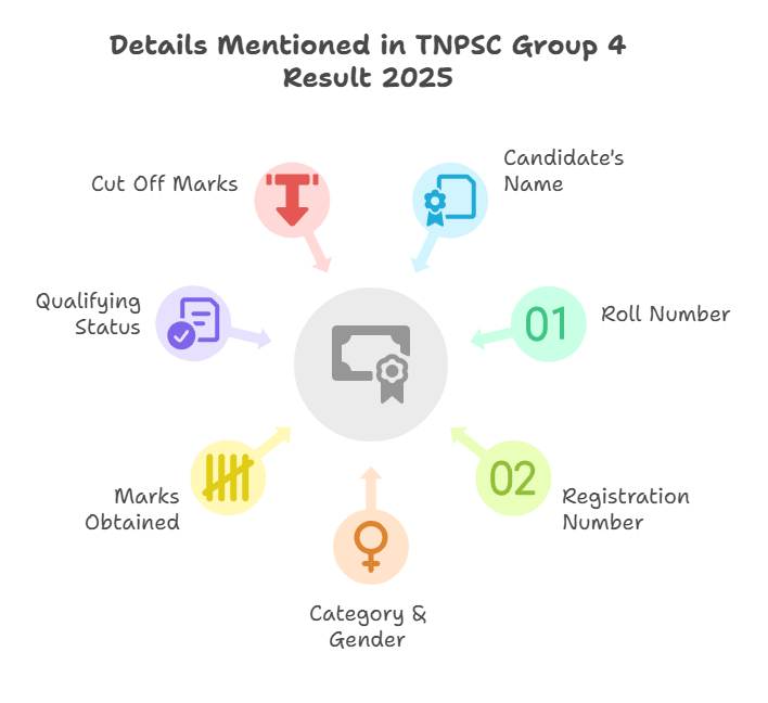 Details Mentioned in TNPSC Group 4 Result 2025