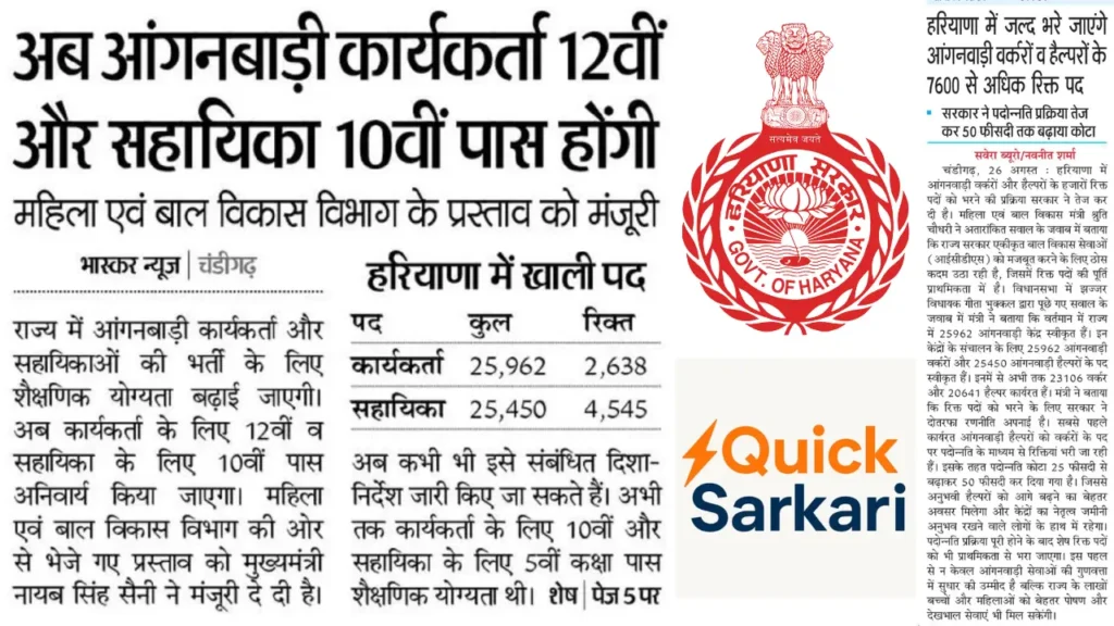 Haryana Anganwadi Recruitment 2025,