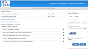 PFERDA Grade A Admit Card 2025