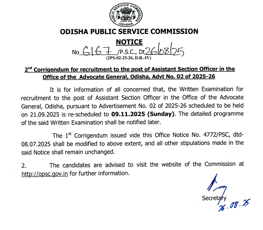 OPSC ASO Exam Date 2025