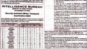 IB Security Assistant Motor Transport Recruitment 2025