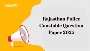 Rajasthan Police Constable Question Paper 2025