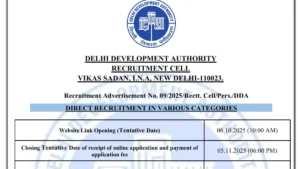 DDA Patwari Notification 2025
