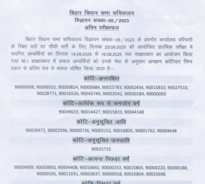 Bihar Vidhan Sabha Office Attendant Final Result 2025