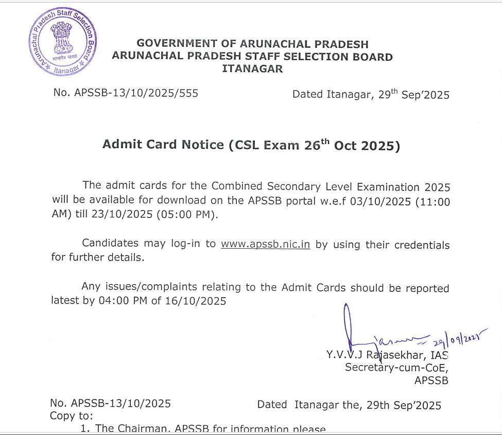 APSSB CSLE Admit Card 2025