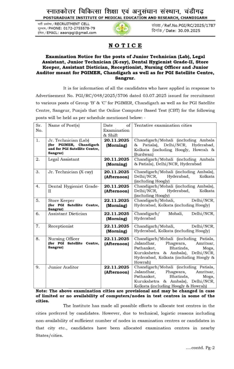 PGIMER Nursing Officer Exam Date 2025 Out, Check Exam Schedule_4.1