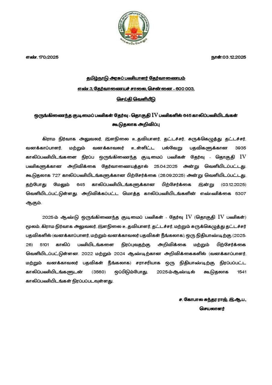 TNPSC Group 4 Vacancy 2025 Out For 5307 Posts, Check Eligibility & Selection Process_3.1