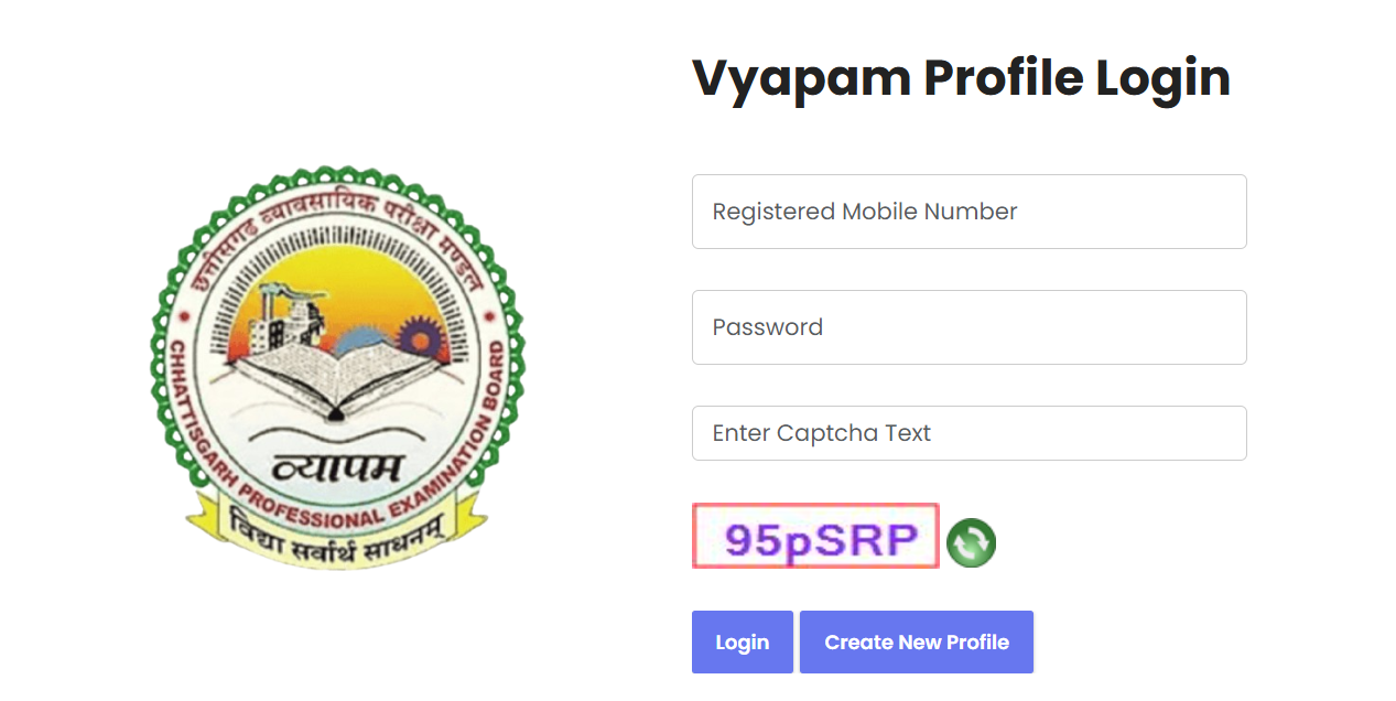 CG Vyapam Staff Nurse Result Window