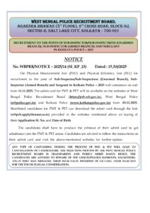 Kolkata Police Admit Card 2025