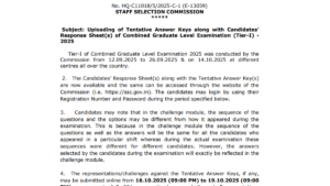 SSC CGL Tier 1 Answer Key 2025