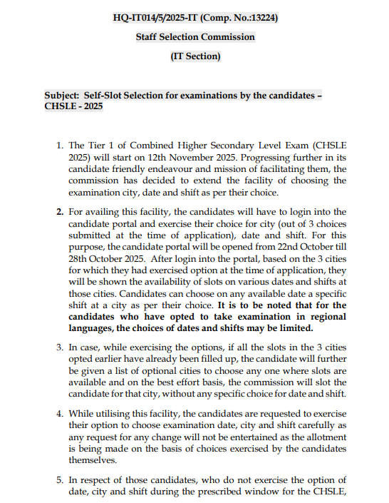 SSC CHSL Exam Date 2025 Guidelines 